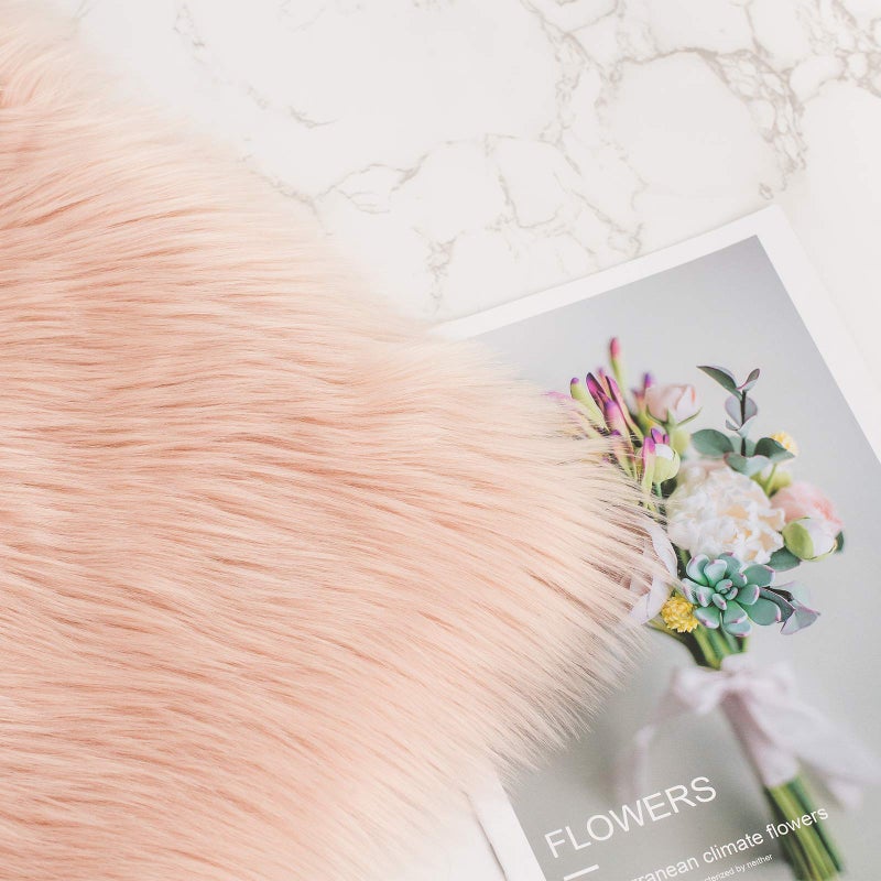 HYSEAS Set of 2 Decorative Faux Fur Throw Pillow Covers  Pale Pink Fluffy Soft Fuzzy Square Cushion Cover Pillow Case for Sofa  Couch  Chair  Bed  Cafe  18 x 18 Inches - Image 5